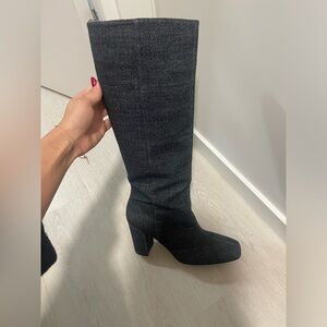 Stuart Weitzman Carita Denim Block Heel Size 10
